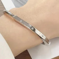 Tiffany&Co 18k gold plated Unisex Unique Style Bangle lock bracelets fashion silver rose yellow gold with box fits 16-21 cm ✨