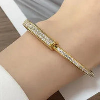 Tiffany&Co 18k gold plated Unisex Unique Style Bangle lock bracelets fashion silver rose yellow gold with box fits 16-21 cm ✨