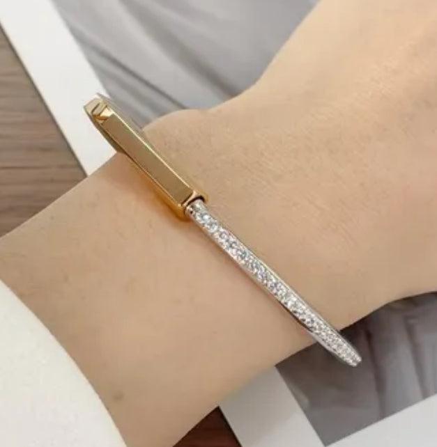 Tiffany&Co 18k gold plated Unisex Unique Style Bangle lock bracelets fashion silver rose yellow gold with box fits 16-21 cm ✨ - buyonlinebehappy