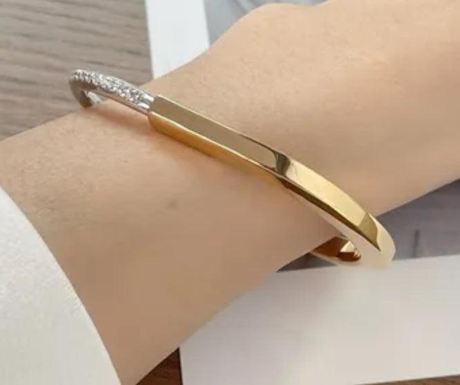 Tiffany&Co 18k gold plated Unisex Unique Style Bangle lock bracelets fashion silver rose yellow gold with box fits 16-21 cm ✨ - buyonlinebehappy