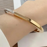 Tiffany&Co 18k gold plated Unisex Unique Style Bangle lock bracelets fashion silver rose yellow gold with box fits 16-21 cm ✨