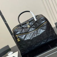 Chanel Vintage Chanel Bowling Black Duffle Bag – 45 cm 🖤