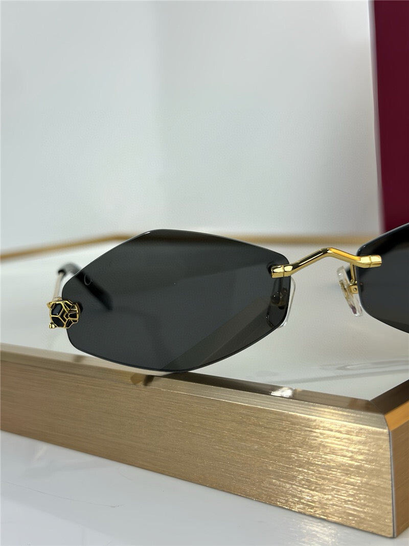 -  Cartier Eyewear Tiger Head Panthere CT0433S 001 Sunglasses  🐆 - onlinechics.com