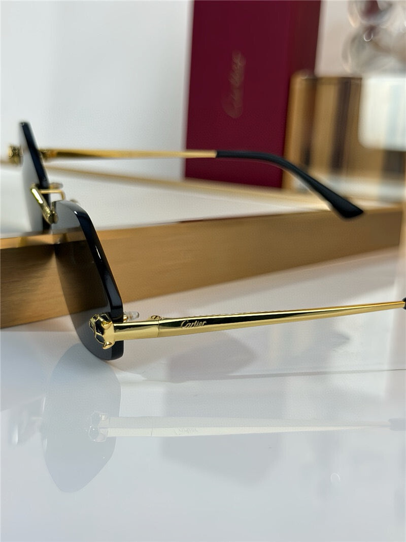 -  Cartier Eyewear Tiger Head Panthere CT0433S 001 Sunglasses  🐆 - onlinechics.com