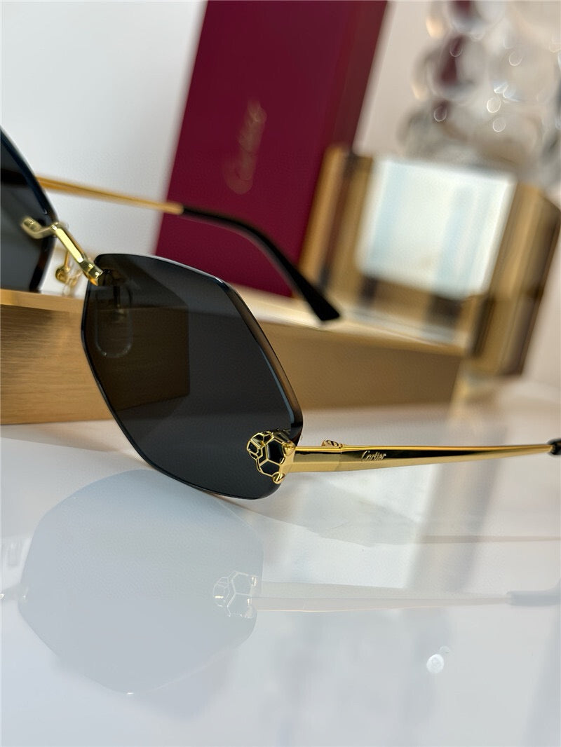 -  Cartier Eyewear Tiger Head Panthere CT0433S 001 Sunglasses  🐆 - onlinechics.com