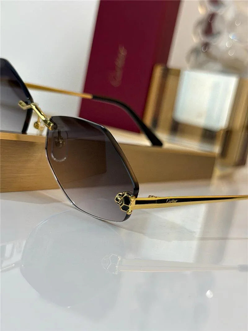 Cartier Eyewear Tiger Head-Plaque Geometric-Frame Sunglasses Black Cartier Eyewear Tiger Head-plaque geometric-frame sunglasses  main image 4