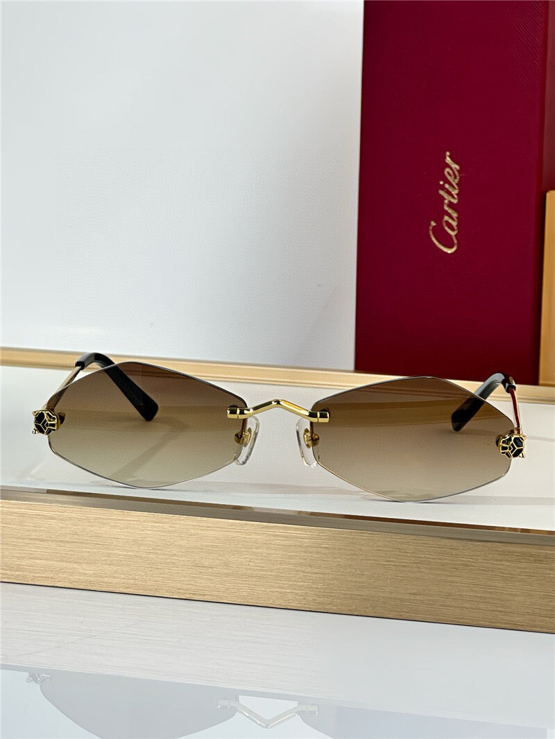-  Cartier Eyewear Tiger Head Panthere CT0433S 001 Sunglasses  🐆 - onlinechics.com