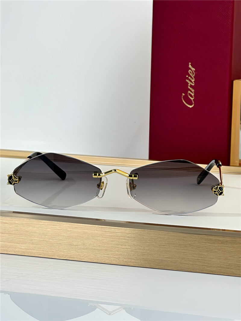 -  Cartier Eyewear Tiger Head Panthere CT0433S 001 Sunglasses  🐆 - onlinechics.com