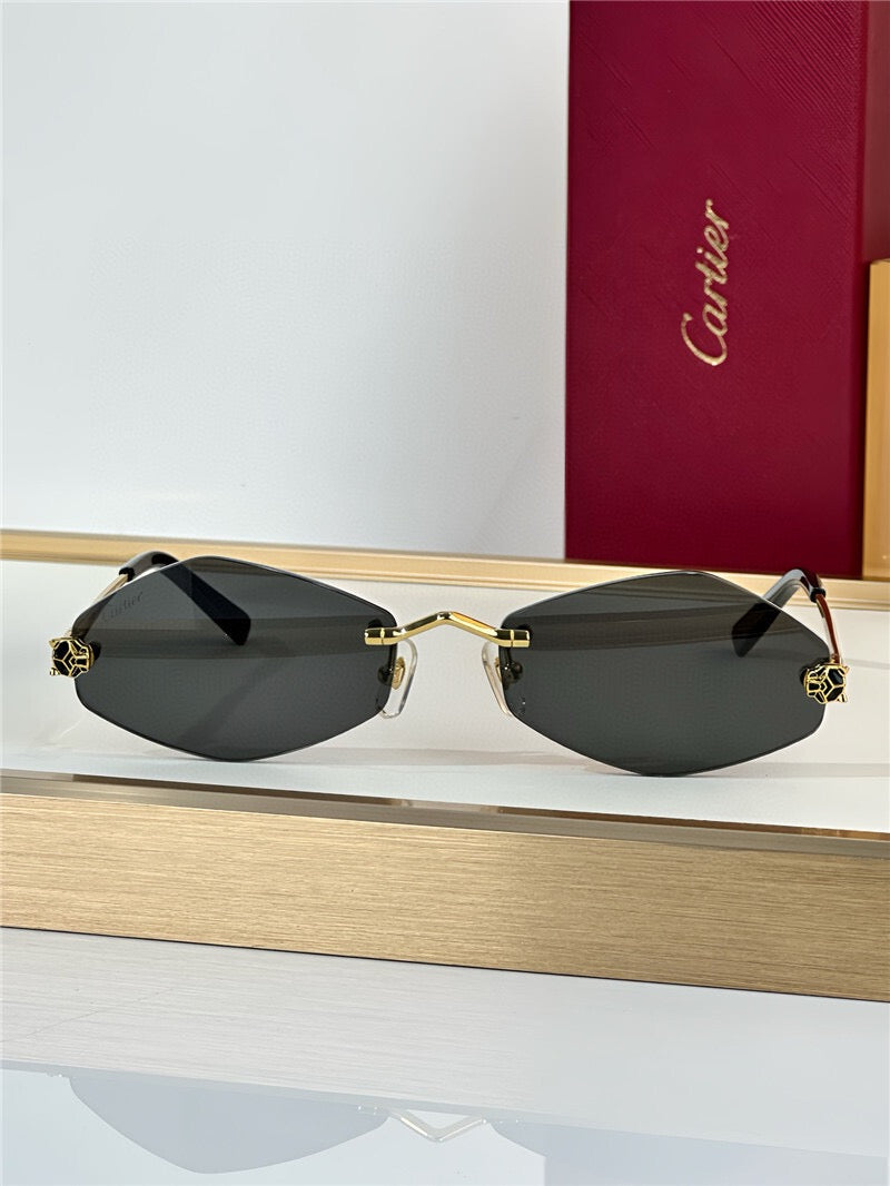 -  Cartier Eyewear Tiger Head Panthere CT0433S 001 Sunglasses  🐆 - onlinechics.com