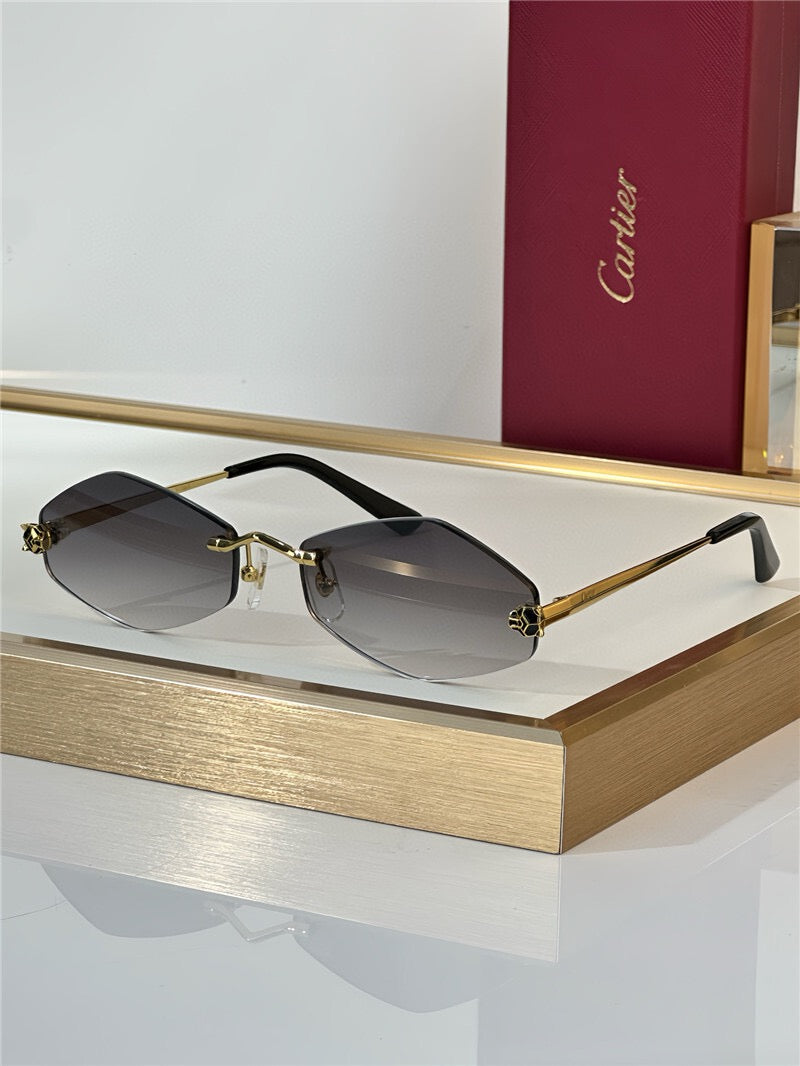 -  Cartier Eyewear Tiger Head Panthere CT0433S 001 Sunglasses  🐆 - onlinechics.com