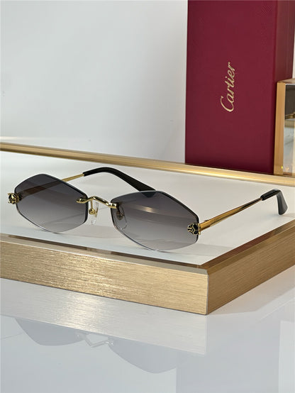 -  Cartier Eyewear Tiger Head Panthere CT0433S 001 Sunglasses  🐆 - onlinechics.com