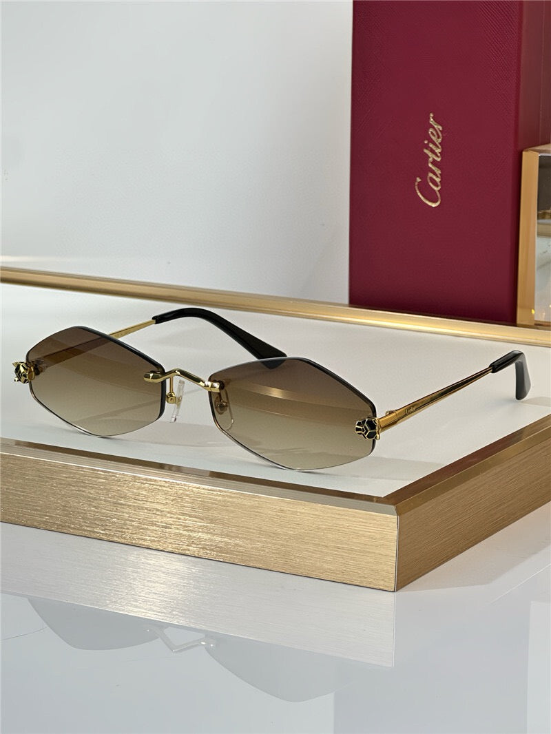 -  Cartier Eyewear Tiger Head Panthere CT0433S 001 Sunglasses  🐆 - onlinechics.com