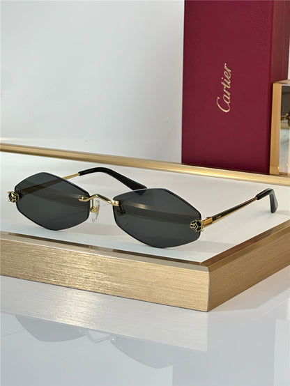 -  Cartier Eyewear Tiger Head Panthere CT0433S 001 Sunglasses  🐆 - onlinechics.com
