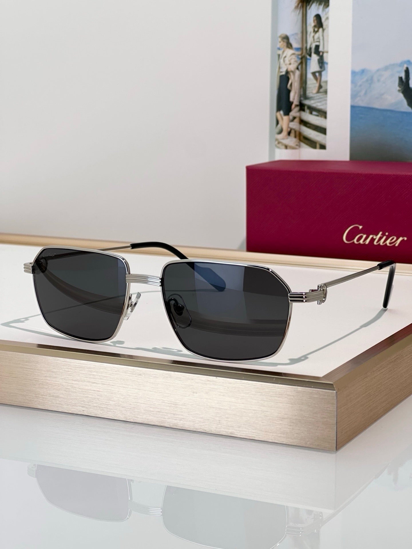 Cartier CT0445O 001 Première de Cartier Rectangle Shape Sunglasses NEW 🐆 - onlinechics.com