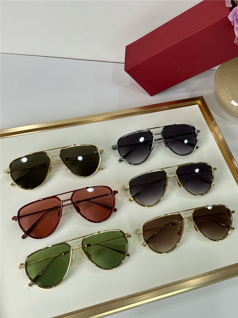 Valentino V-Stud II Titanium Aviator Unisex Sunglasses✨