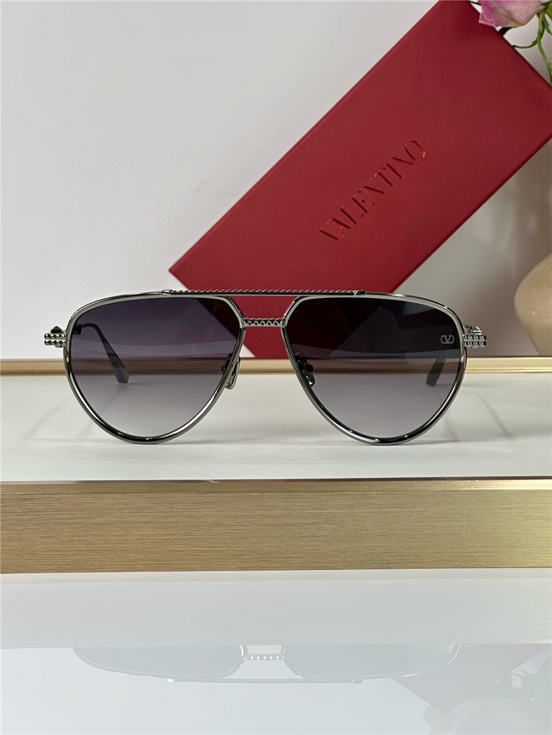 Valentino V-Stud II Titanium Aviator Unisex Sunglasses✨