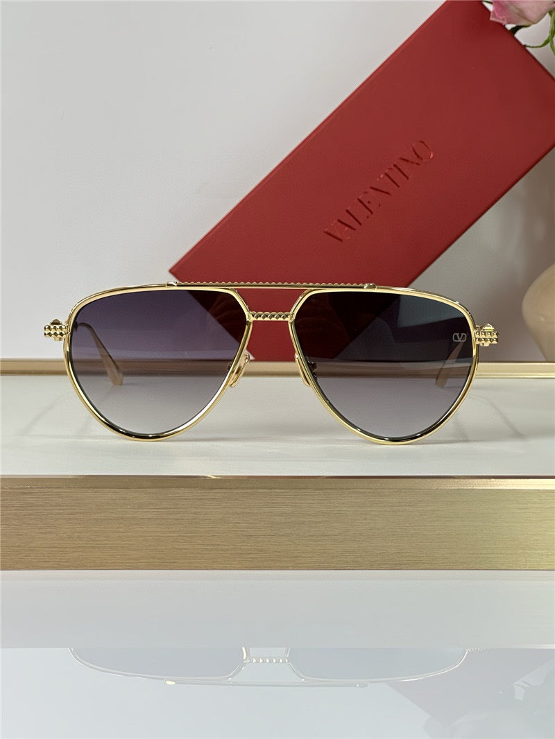 Valentino V-Stud II Titanium Aviator Unisex Sunglasses✨