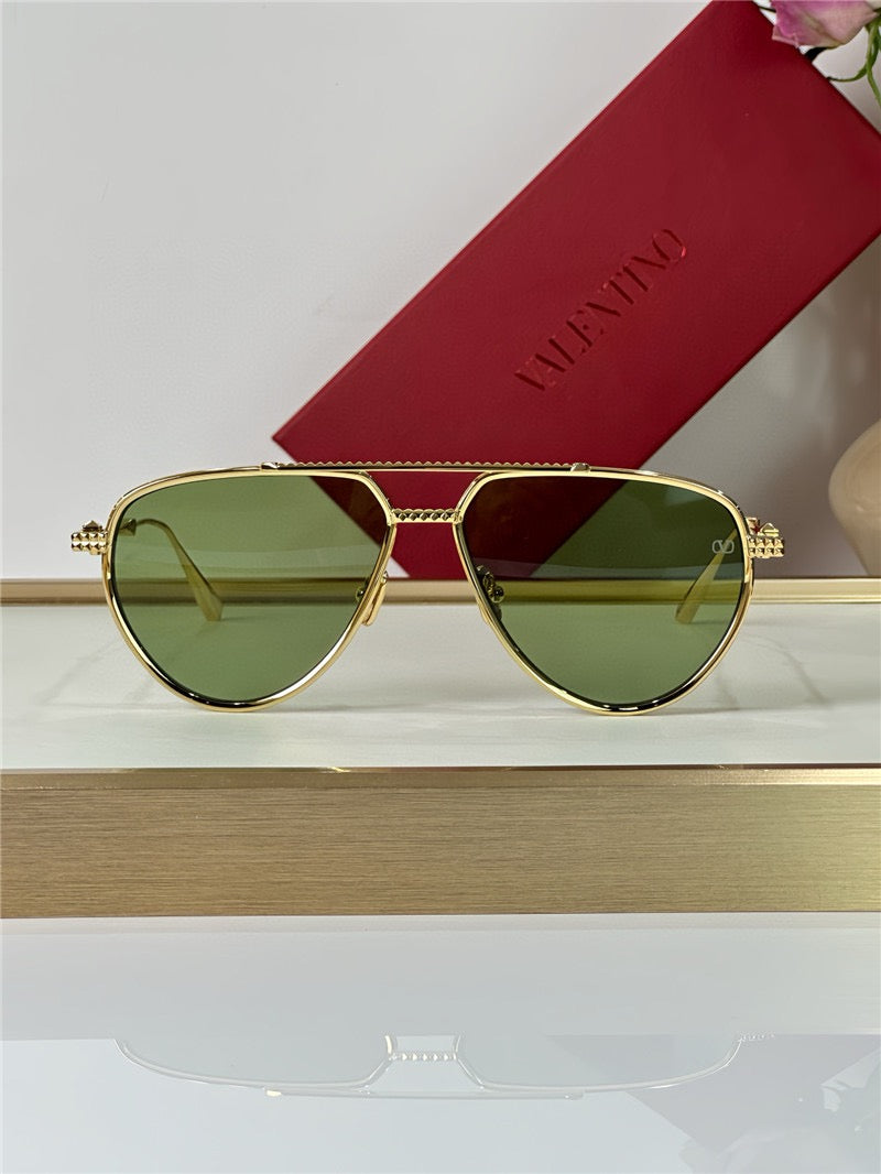 Valentino V-Stud II Titanium Aviator Unisex Sunglasses✨