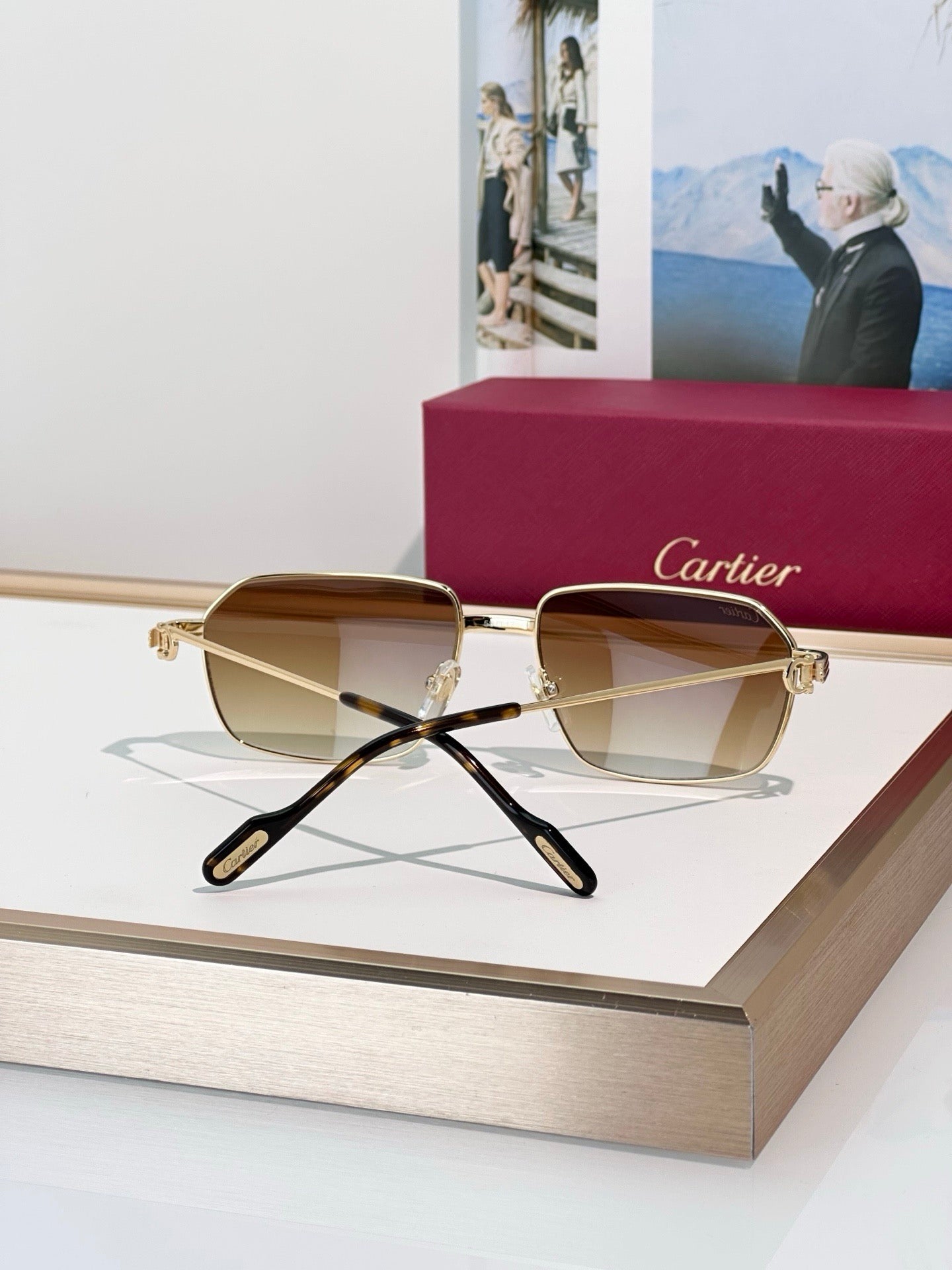 Cartier CT0445O 001 Première de Cartier Rectangle Shape Sunglasses NEW 🐆 - onlinechics.com