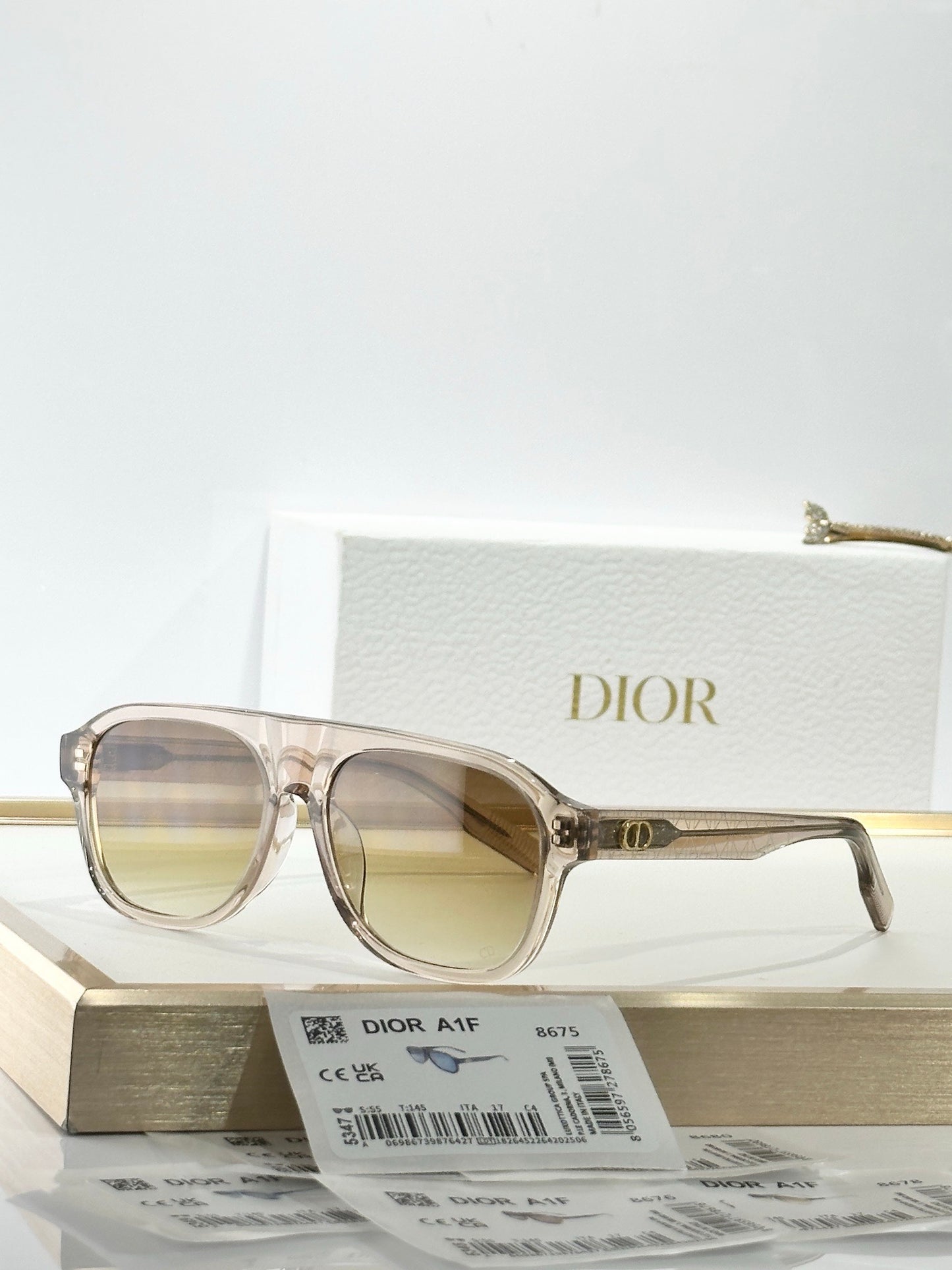 DIOR CD Icon A1F Transparent Beige Pilot  Sunglasses ✨ - onlinechics.com