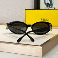 FENDI FF Logo Fendi Diamond Black Acetate Oval Sunglasses✨$560
