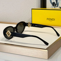 FENDI FF Logo Fendi Diamond Black Acetate Oval Sunglasses✨$560