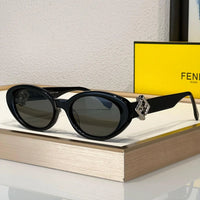 FENDI FF Logo Fendi Diamond Black Acetate Oval Sunglasses✨$560