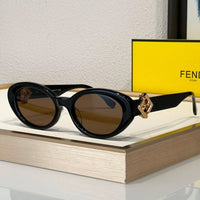FENDI FF Logo Fendi Diamond Black Acetate Oval Sunglasses✨$560