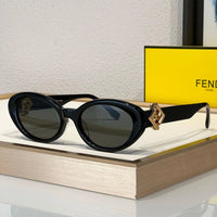 FENDI FF Logo Fendi Diamond Black Acetate Oval Sunglasses✨$560