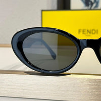 FENDI FF Logo Fendi Diamond Black Acetate Oval Sunglasses✨$560