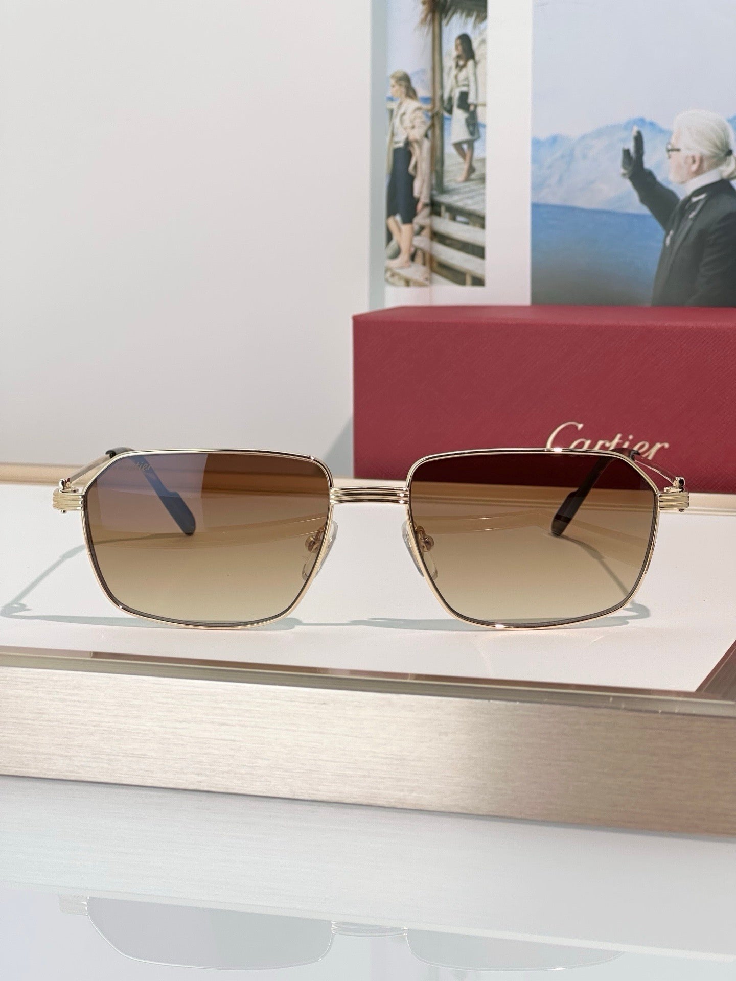 Cartier CT0445O 001 Première de Cartier Rectangle Shape Sunglasses NEW 🐆 - onlinechics.com