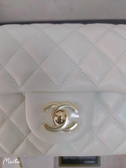 CHANEL 23C Mini Square Flap Bag Pearl Crush / Gold Ball✨ - onlinechics.com