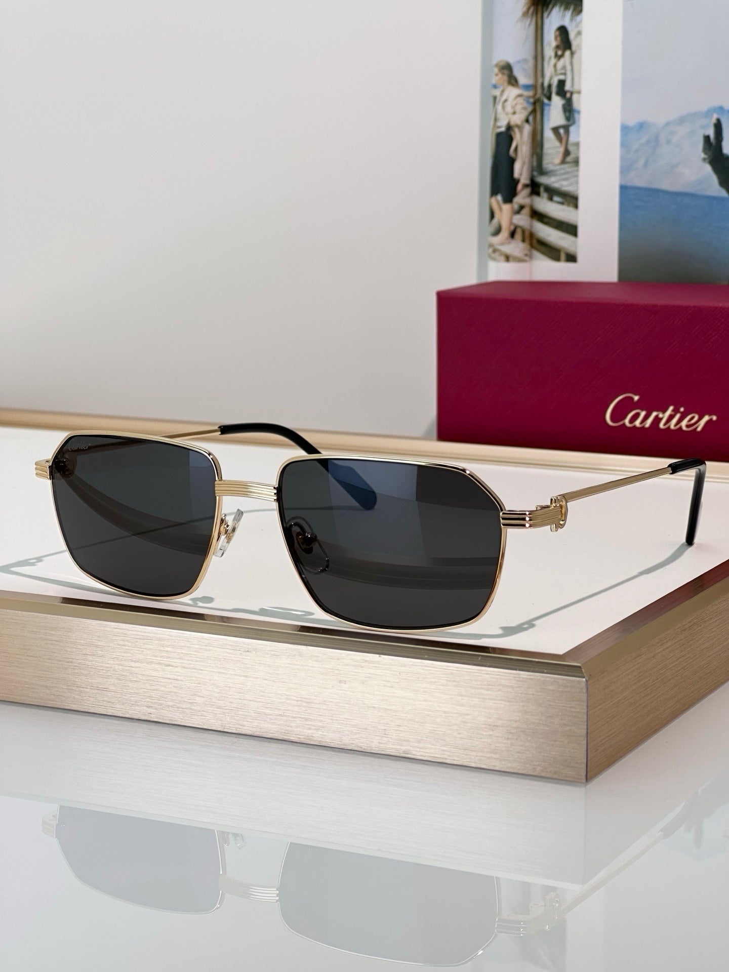 Cartier CT0445O 001 Première de Cartier Rectangle Shape Sunglasses NEW 🐆 - onlinechics.com