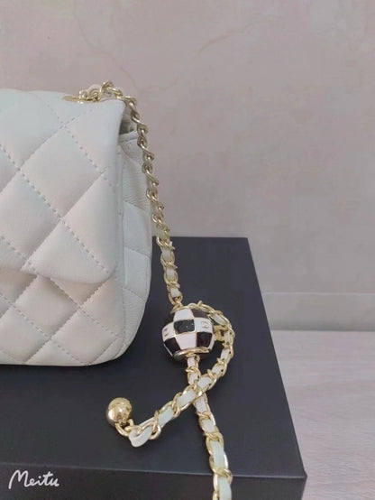 CHANEL 23C Mini Square Flap Bag Pearl Crush / Gold Ball✨ - onlinechics.com