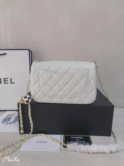 CHANEL 23C Mini Square Flap Bag Pearl Crush / Gold Ball✨ - onlinechics.com