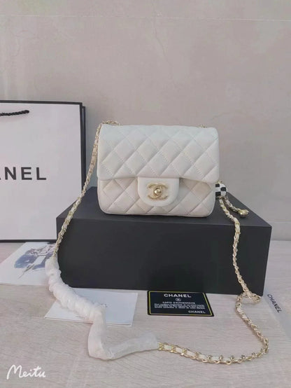 CHANEL 23C Mini Square Flap Bag Pearl Crush / Gold Ball✨ - onlinechics.com