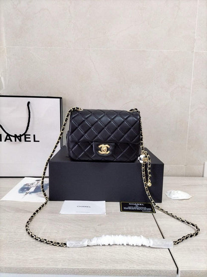 CHANEL 23C Mini Square Flap Bag Pearl Crush / Gold Ball✨ - onlinechics.com