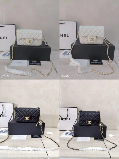 CHANEL 23C Mini Square Flap Bag Pearl Crush / Gold Ball✨ - onlinechics.com