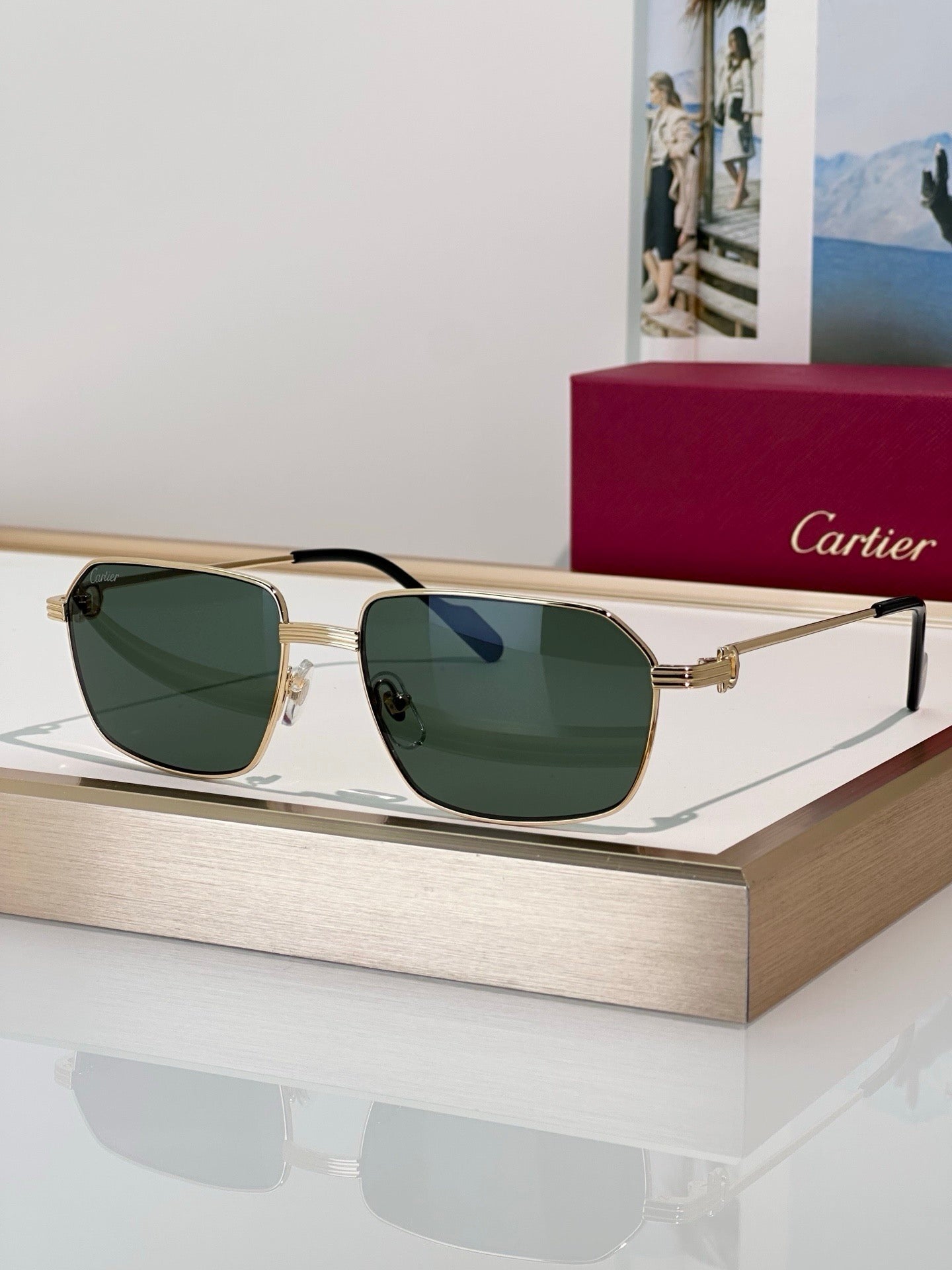 Cartier CT0445O 001 Première de Cartier Rectangle Shape Sunglasses NEW 🐆 - onlinechics.com