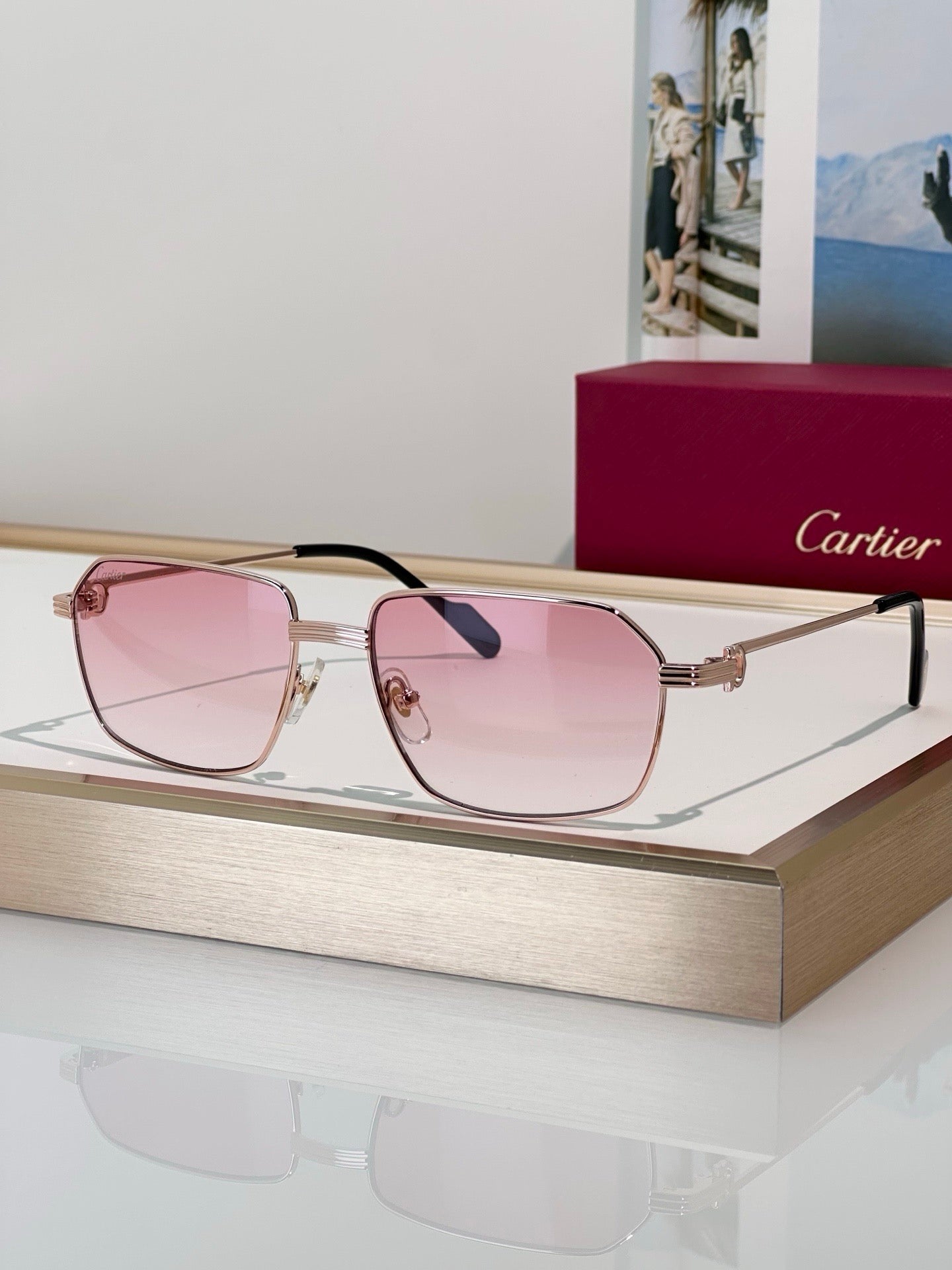 Cartier CT0445O 001 Première de Cartier Rectangle Shape Sunglasses NEW 🐆 - onlinechics.com