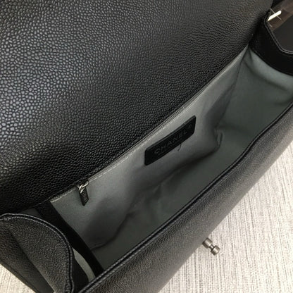 CHANEL Jumbo Large Chanel Silver Le Boy Flap Bag Quilted Caviar✨ - onlinechics.com