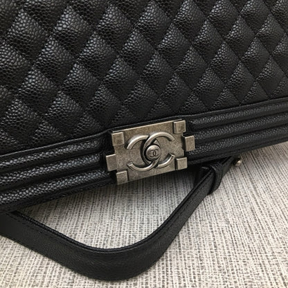 CHANEL Jumbo Large Chanel Silver Le Boy Flap Bag Quilted Caviar✨ - onlinechics.com