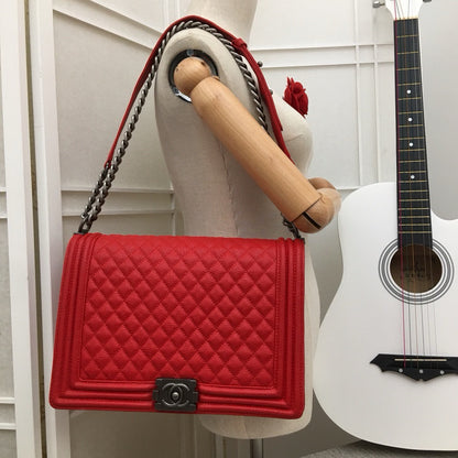 CHANEL Jumbo Large Chanel Silver Le Boy Flap Bag Quilted Caviar✨ - onlinechics.com