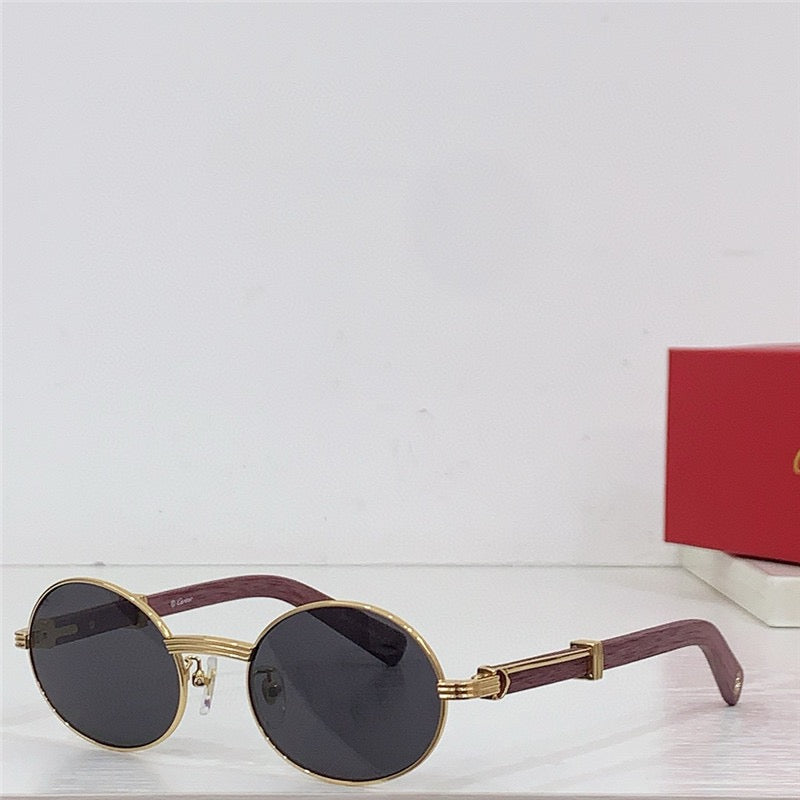 Cartier Première Round-Frame Gold-Tone and Wood  CT0464S Sunglasses 🐆 $3500