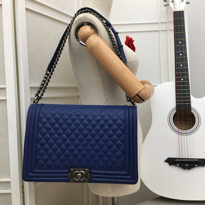 CHANEL Jumbo Large Chanel Silver Le Boy Flap Bag Quilted Caviar✨ - onlinechics.com