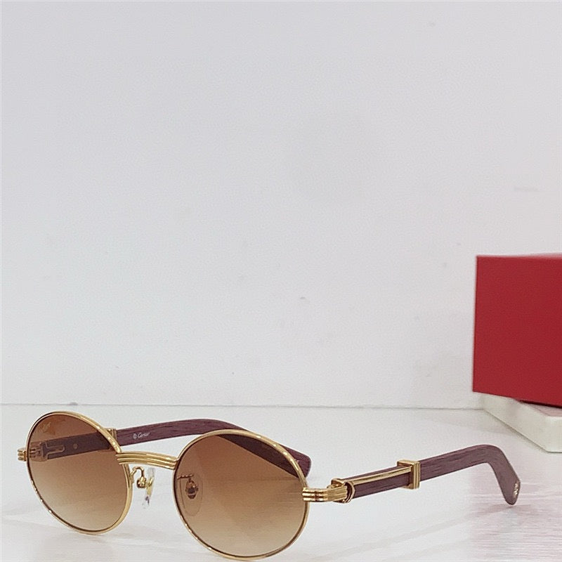 Cartier Première Round-Frame Gold-Tone and Wood  CT0464S Sunglasses 🐆 $3500