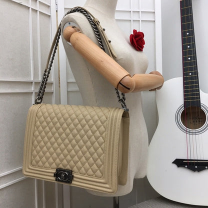 CHANEL Jumbo Large Chanel Silver Le Boy Flap Bag Quilted Caviar✨ - onlinechics.com