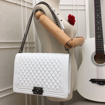 CHANEL Jumbo Large Chanel Silver Le Boy Flap Bag Quilted Caviar✨ - onlinechics.com