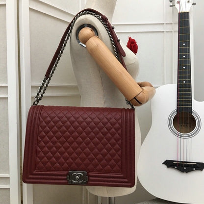 CHANEL Jumbo Large Chanel Silver Le Boy Flap Bag Quilted Caviar✨ - onlinechics.com