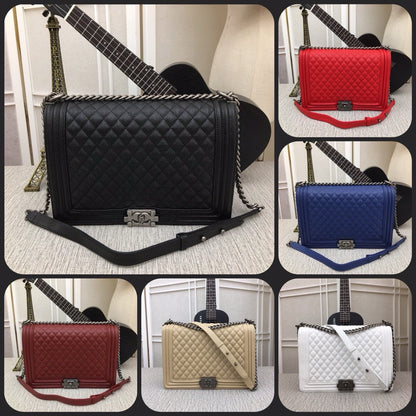 CHANEL Jumbo Large Chanel Silver Le Boy Flap Bag Quilted Caviar✨ - onlinechics.com